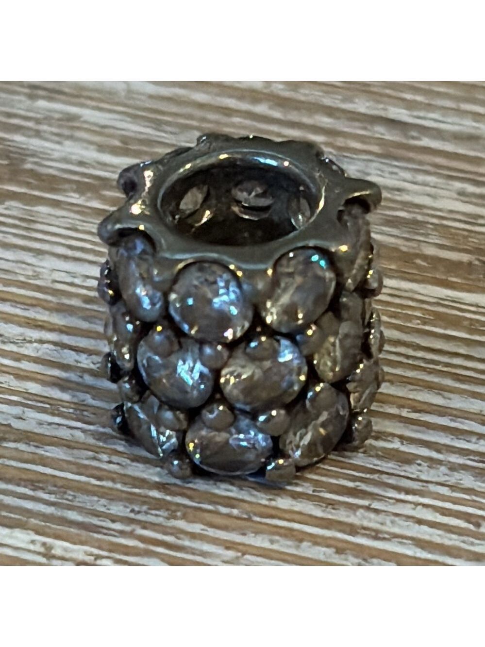 Sterling silver cubic zirconia charm bead possibly Pandora or TROLLBEADS charm